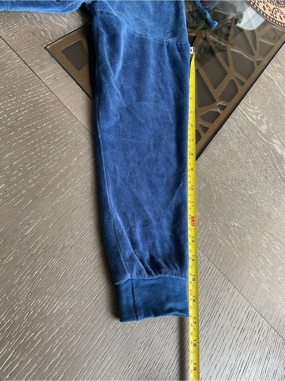 *Cabin Fever *Blue Velour Cropped over the head Hoodie . - Picture 8 of 8